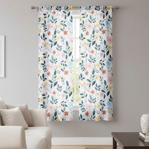 Wayfair Pastel Floral Pink Daisies Curtains 2 Panels 40x52 Lined New Cute Floral